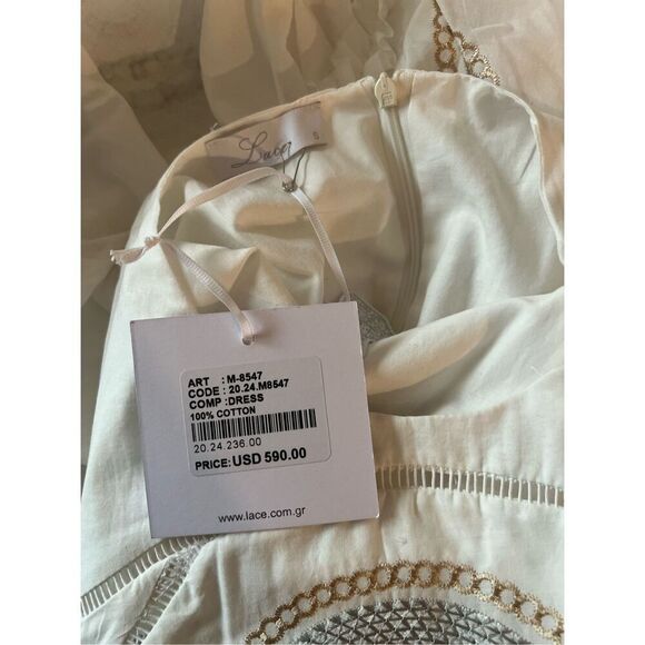 LACE the Label DENTELLE CUT OUT MAXI DRESS WHITE Vacation size S NWT $590 - Picture 5 of 7